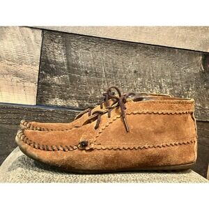 Minnetonka Lace-Up Ankle Boots Women's 9 Brown Suede Moccasin‎ Rubber Sole  272